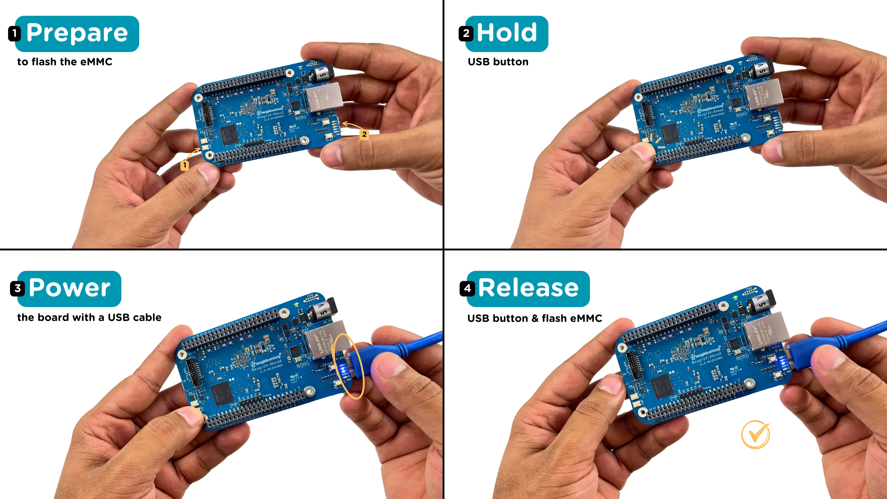 Connecting BeagleV-Ahead to flash eMMC