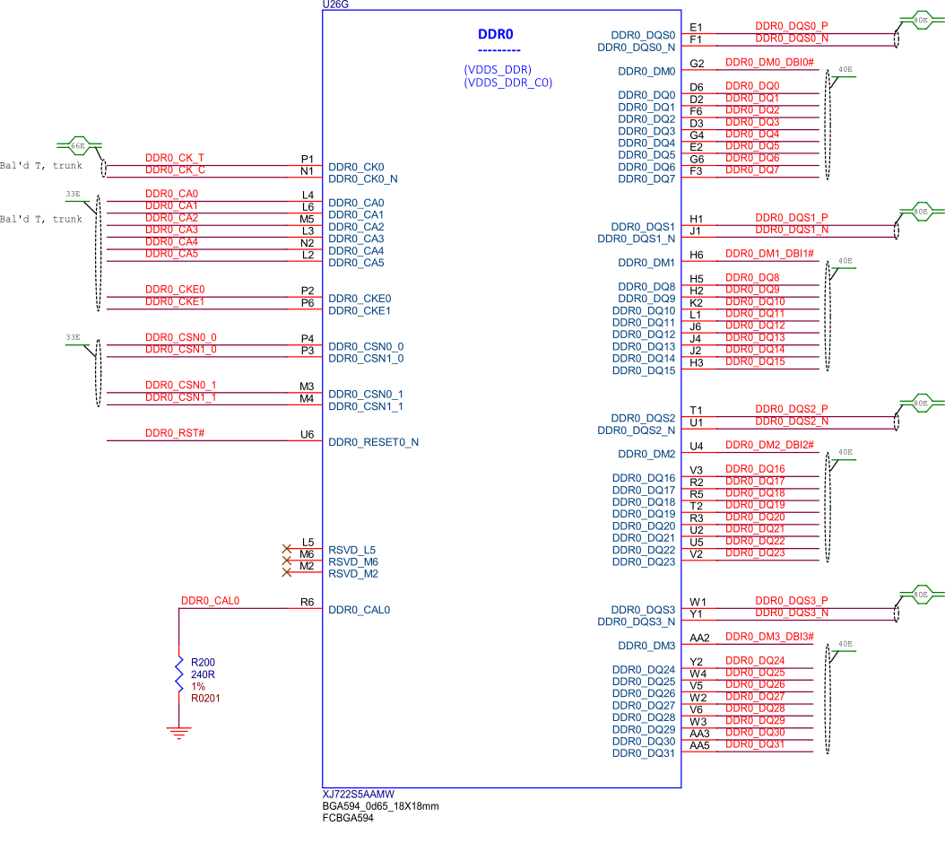 BeagleY-AI SoC DDR0 connections