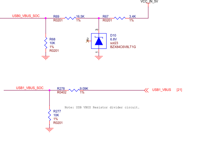 BeagleY-AI USB VBUS resistor divider circuit